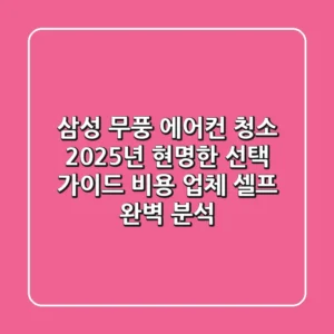삼성 무풍 에어컨 청소, 2025년 현명한 선택 가이드 (비용, 업체, 셀프 완벽 분석)