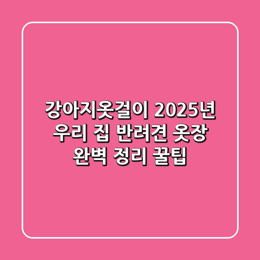 강아지옷걸이, 2025년 우리 집 반려견 옷장 완벽 정리 꿀팁