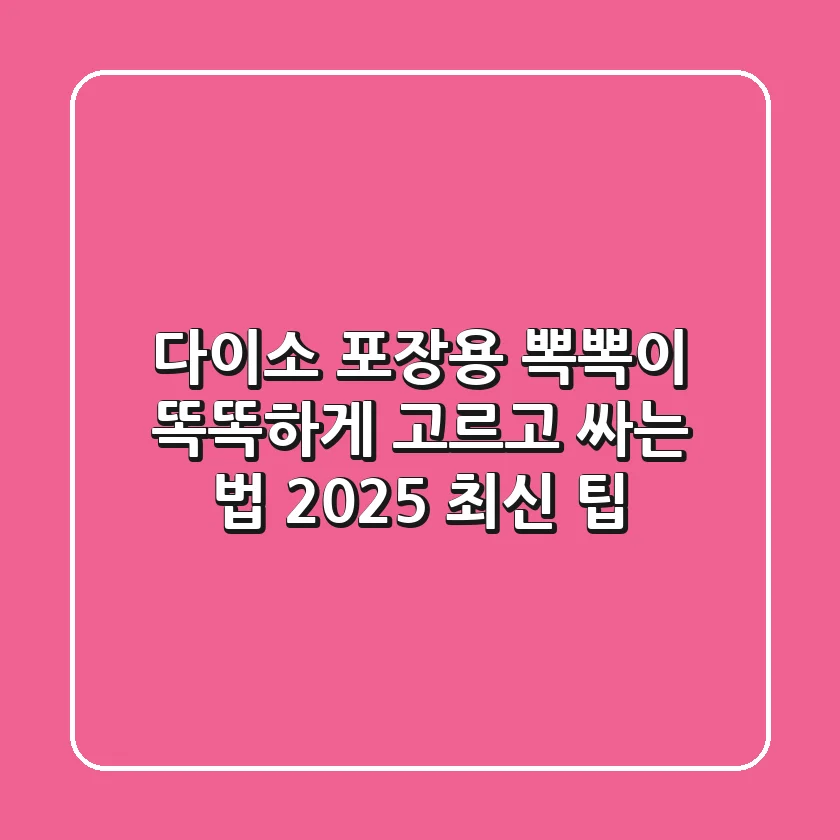 다이소 포장용 뽁뽁이, 똑똑하게 고르고 싸는 법 (2025 최신 팁)