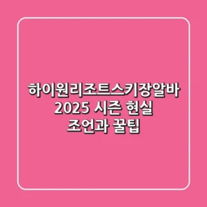 하이원리조트스키장알바, 2025 시즌 현실 조언과 꿀팁
