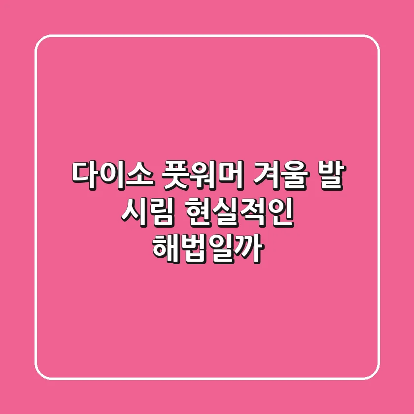 다이소 풋워머, 겨울 발 시림 현실적인 해법일까?