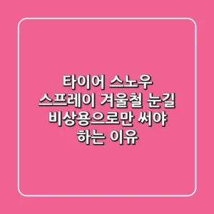 타이어 스노우 스프레이, 겨울철 눈길 비상용으로만 써야 하는 이유