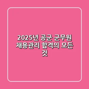 2025년 공군 군무원 채용관리: 합격의 모든 것