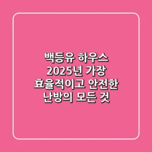 백등유 하우스, 2025년 가장 효율적이고 안전한 난방의 모든 것
