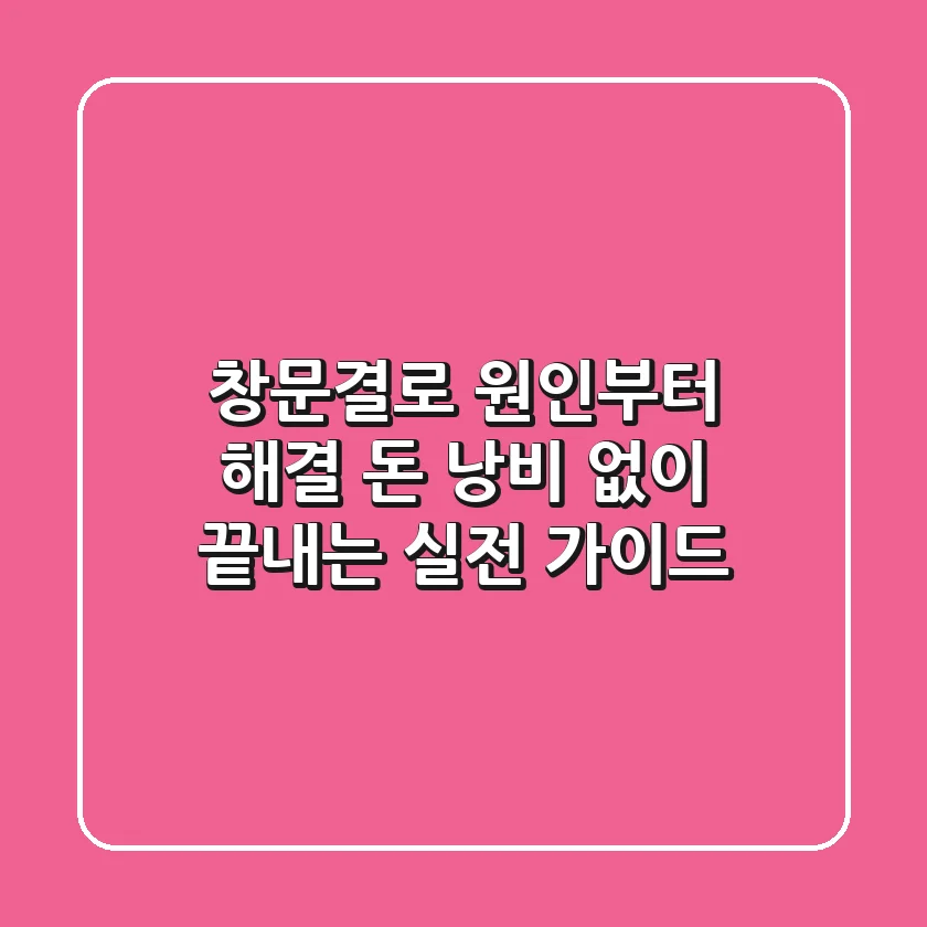창문결로 원인부터 해결, 돈 낭비 없이 끝내는 실전 가이드