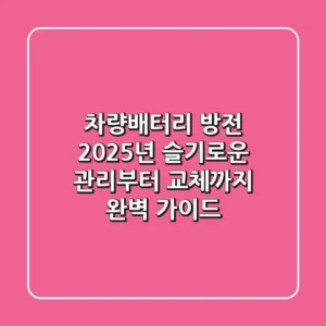 차량배터리 방전? 2025년 슬기로운 관리부터 교체까지 완벽 가이드
