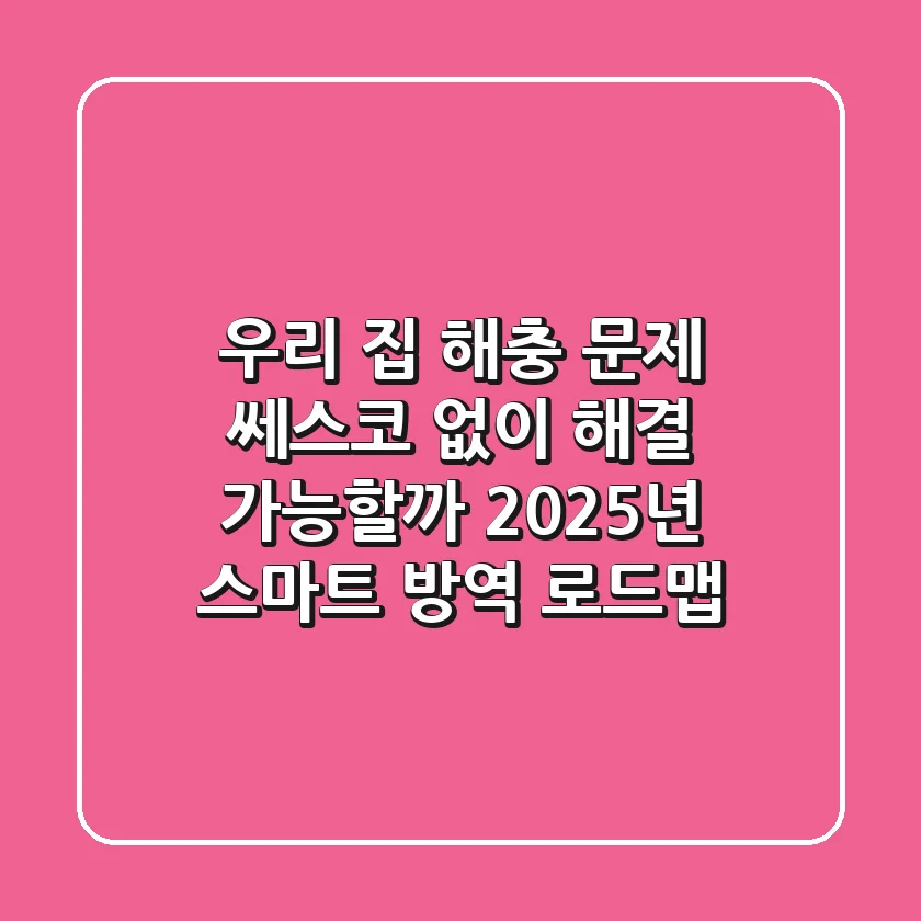 우리 집 해충 문제, 쎄스코 없이 해결 가능할까? 2025년 스마트 방역 로드맵