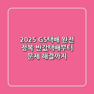 2025 GS택배 완전 정복: 반값택배부터 문제 해결까지