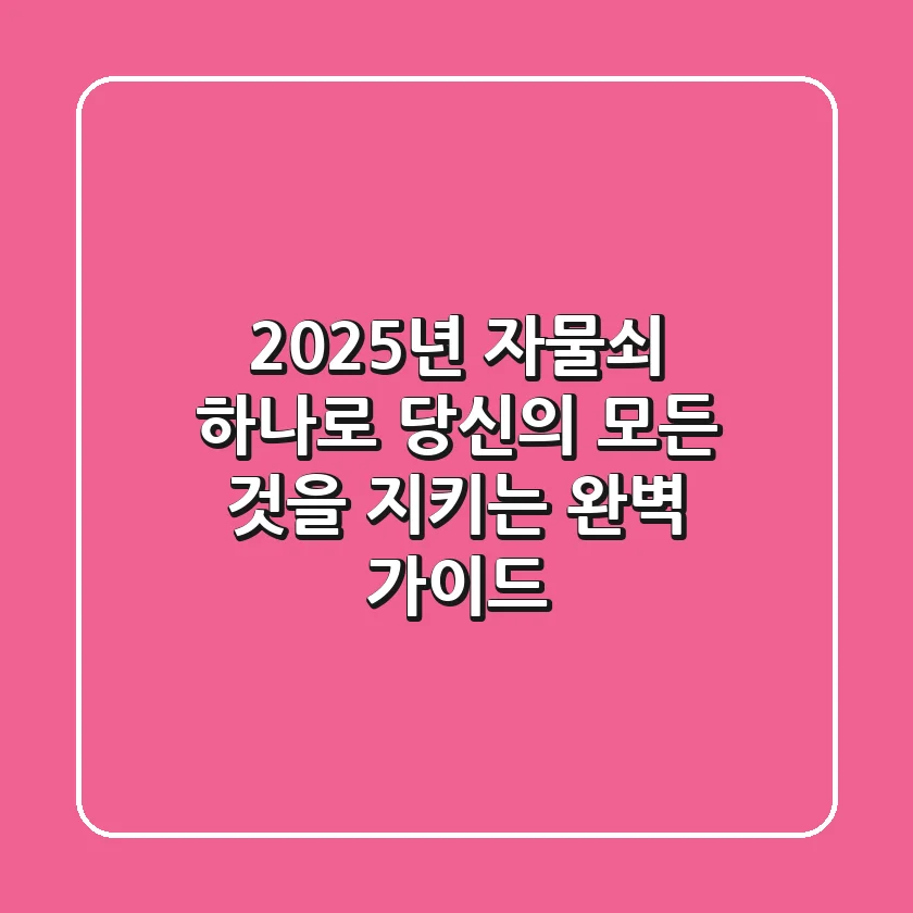 2025년, 자물쇠 하나로 당신의 모든 것을 지키는 완벽 가이드
