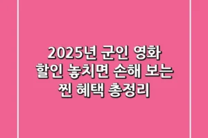 2025년 군인 영화 할인, 놓치면 손해 보는 찐 혜택 총정리!