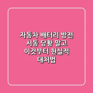 자동차 배터리 방전 시동: 당황 말고 '이것'부터! 현실적 대처법