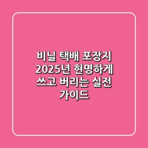 비닐 택배 포장지, 2025년 현명하게 쓰고 버리는 실전 가이드