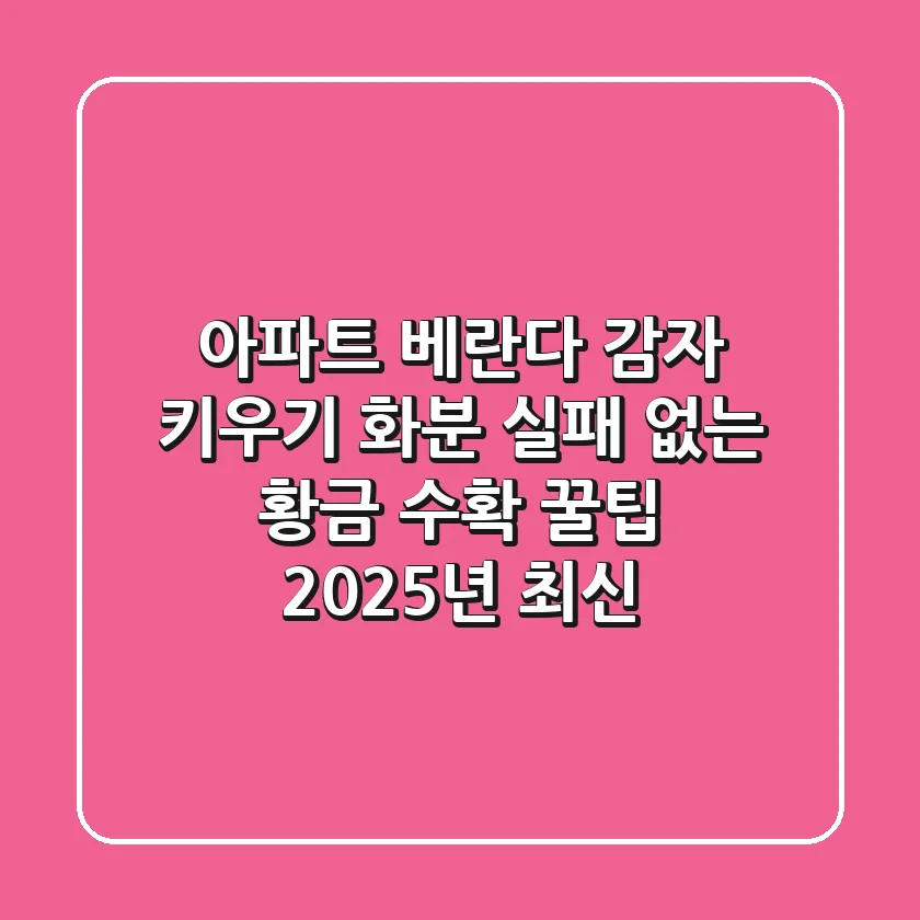 아파트 베란다 감자 키우기 화분, 실패 없는 황금 수확 꿀팁 (2025년 최신)