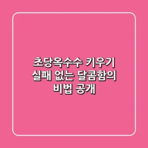 초당옥수수 키우기, 실패 없는 달콤함의 비법 공개