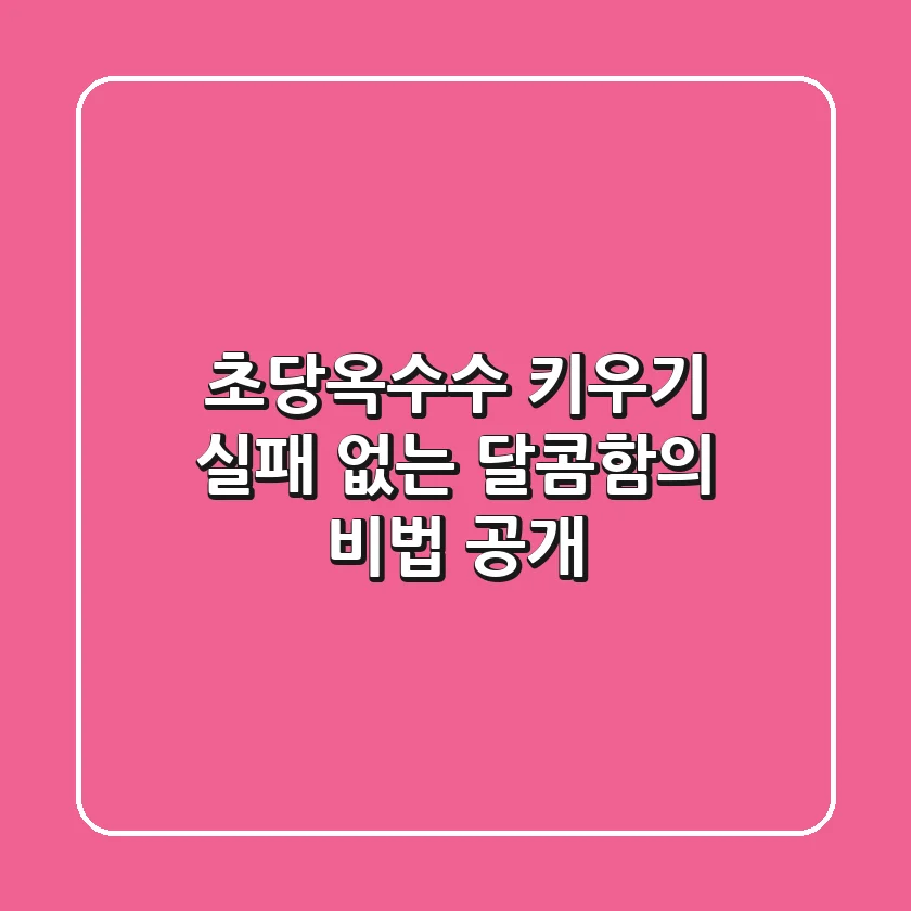 초당옥수수 키우기, 실패 없는 달콤함의 비법 공개