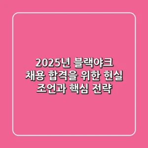 2025년 블랙야크 채용, 합격을 위한 현실 조언과 핵심 전략