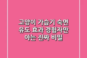 고양이 가습기, 숙면 유도 효과? 경험자만 아는 진짜 비밀