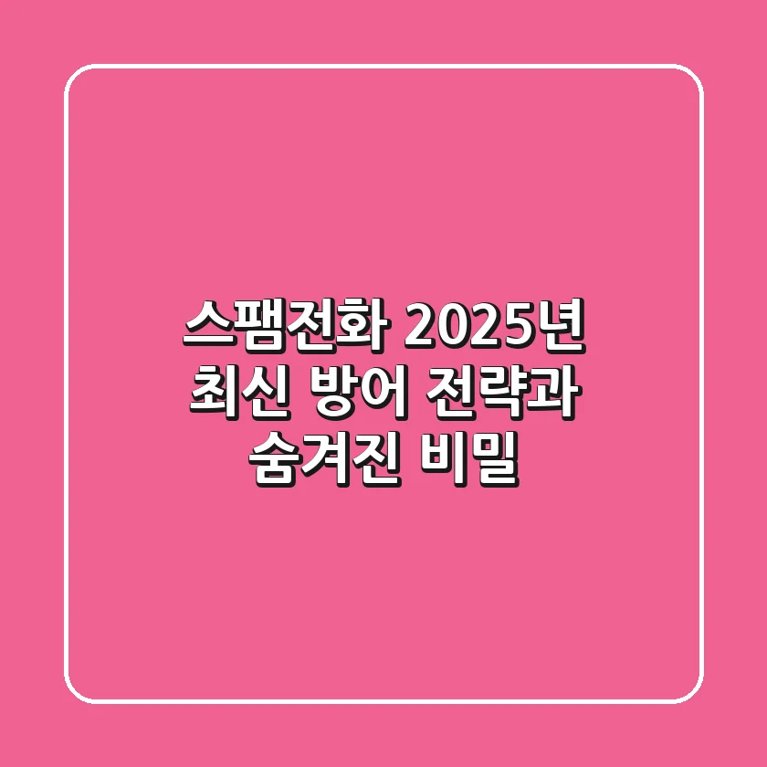 스팸전화, 2025년 최신 방어 전략과 숨겨진 비밀