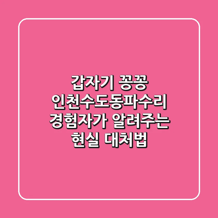 갑자기 꽁꽁? 인천수도동파수리, 경험자가 알려주는 현실 대처법