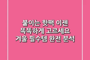 붙이는 핫팩, 이젠 똑똑하게 고르세요! 겨울 필수템 완전 분석