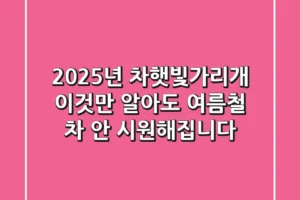 2025년 차햇빛가리개: 이것만 알아도 여름철 차 안 시원해집니다