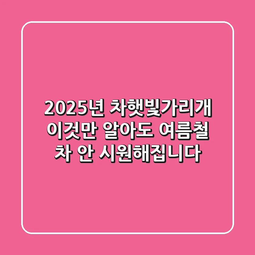 2025년 차햇빛가리개: 이것만 알아도 여름철 차 안 시원해집니다