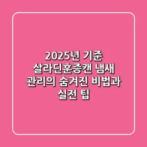 2025년 기준! 살라딘훈증캔, 냄새 관리의 숨겨진 비법과 실전 팁