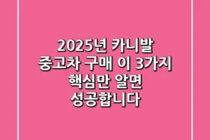 2025년 카니발 중고차 구매, 이 3가지 핵심만 알면 성공합니다