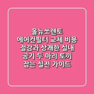 올뉴쏘렌토 에어컨필터 교체: 비용 절감과 상쾌한 실내 공기 두 마리 토끼 잡는 실전 가이드