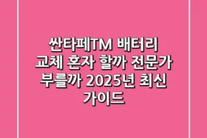 싼타페TM 배터리 교체, 혼자 할까? 전문가 부를까? 2025년 최신 가이드!