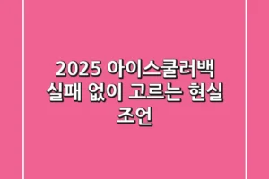 2025 아이스쿨러백, 실패 없이 고르는 현실 조언