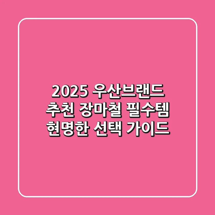 2025 우산브랜드 추천: 장마철 필수템, 현명한 선택 가이드