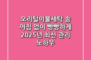 오리털이불세탁, 솜 꺼짐 없이 빵빵하게! 2025년 최신 관리 노하우
