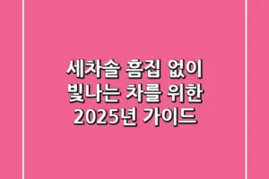 세차솔, 흠집 없이 빛나는 차를 위한 2025년 가이드