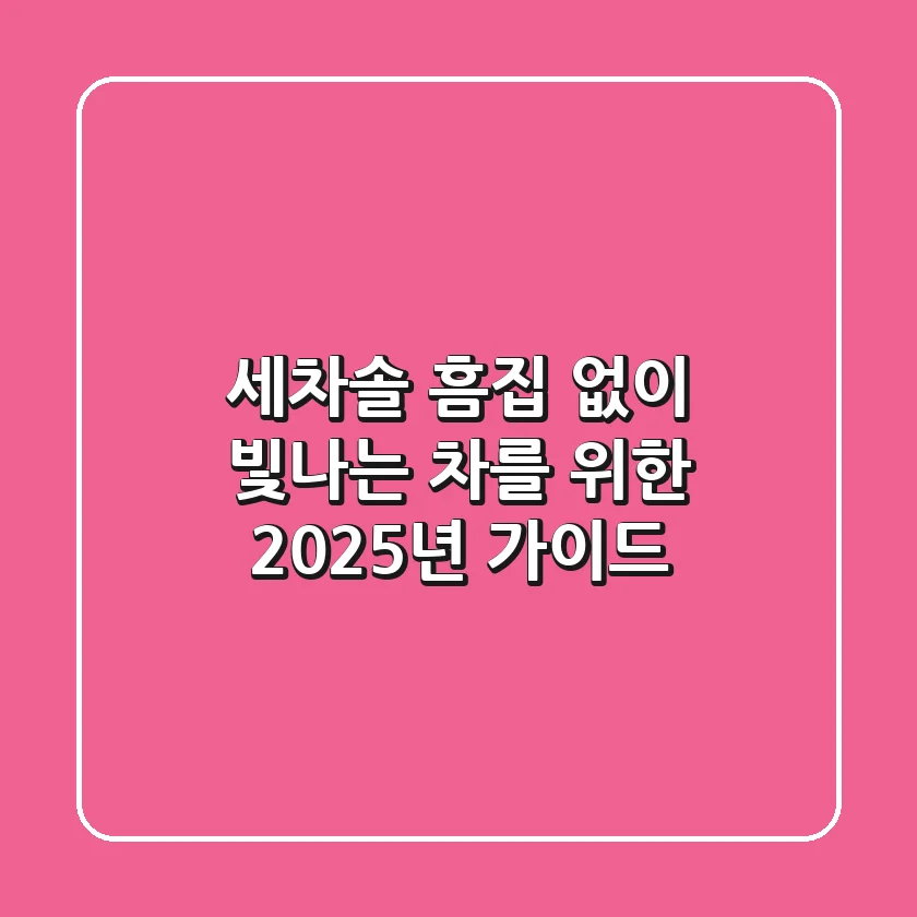 세차솔, 흠집 없이 빛나는 차를 위한 2025년 가이드