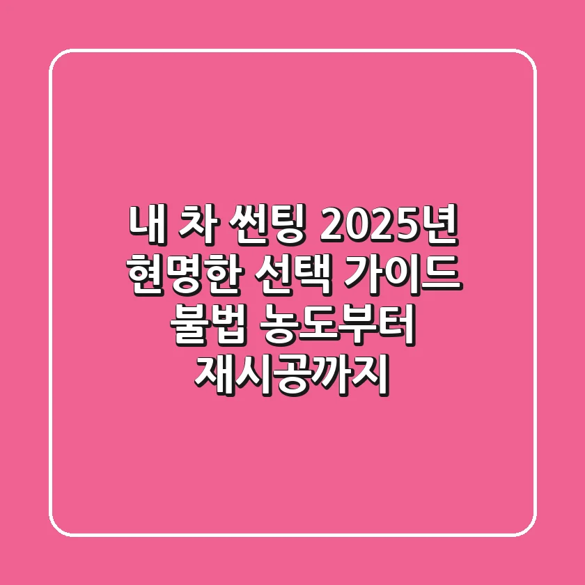 내 차 썬팅, 2025년 현명한 선택 가이드 (불법 농도부터 재시공까지)