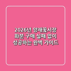 2026년 양재꽃시장 화분 구매, 실패 없이 성공하는 완벽 가이드!