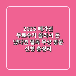 2025 폐가전 무료수거, 몰라서 돈 냈다면 필독! 무상 방문 신청 총정리